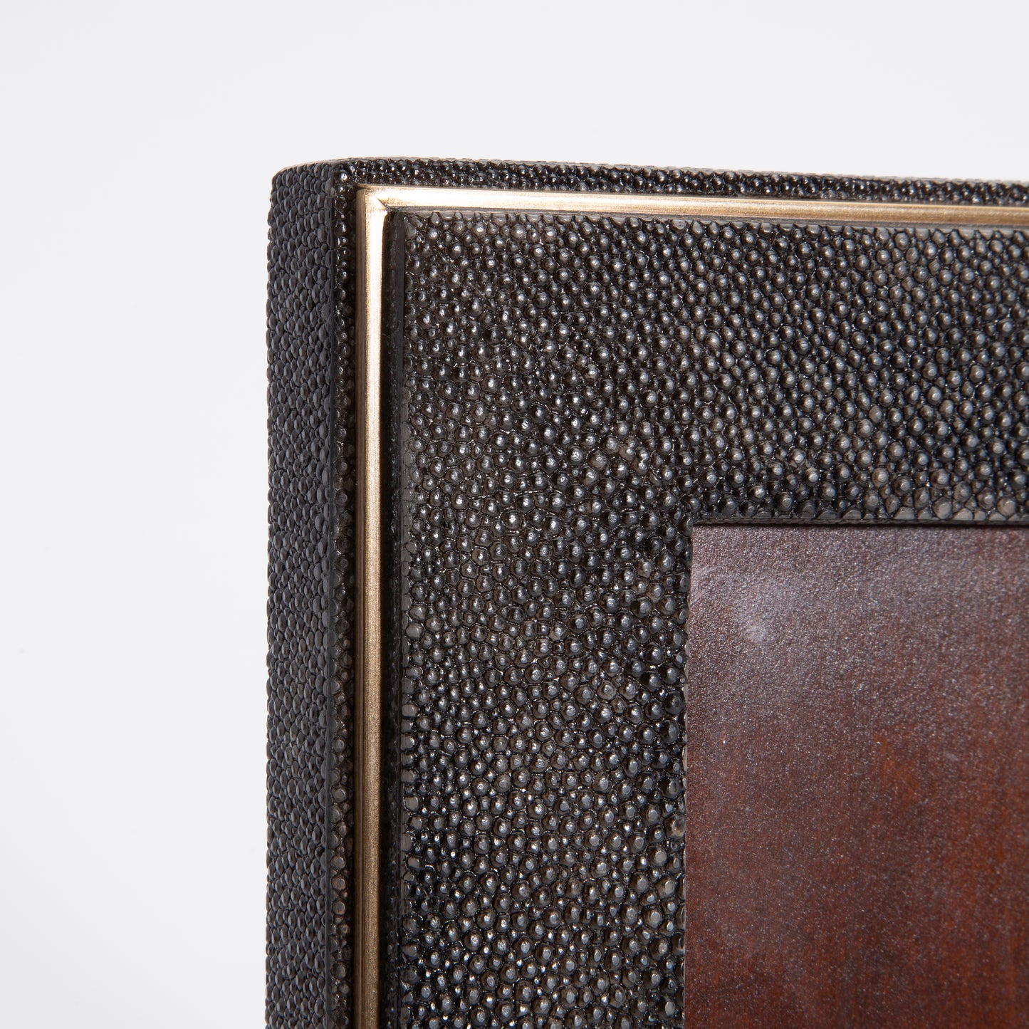 Picture Frame in Coal Black Shagreen with Brass Indentation by R&Y Augousti