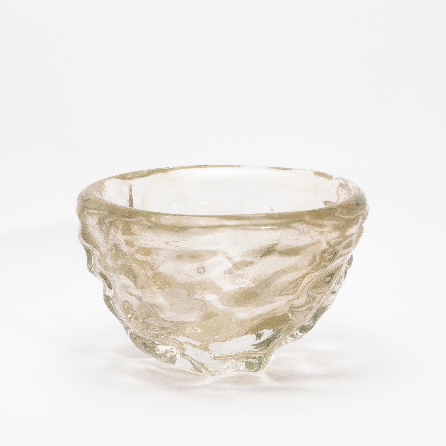 Murano Modern Sculptural Bowl in Clear with 24-karat Gold Flecks