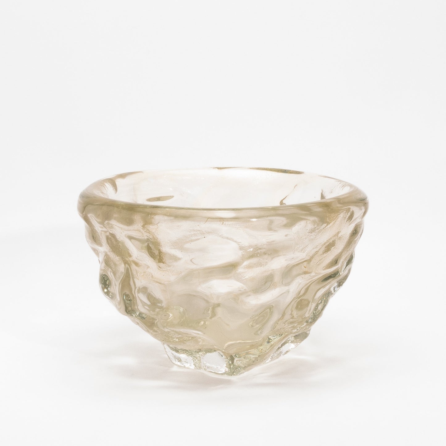 Murano Modern Sculptural Bowl in Clear with 24-karat Gold Flecks
