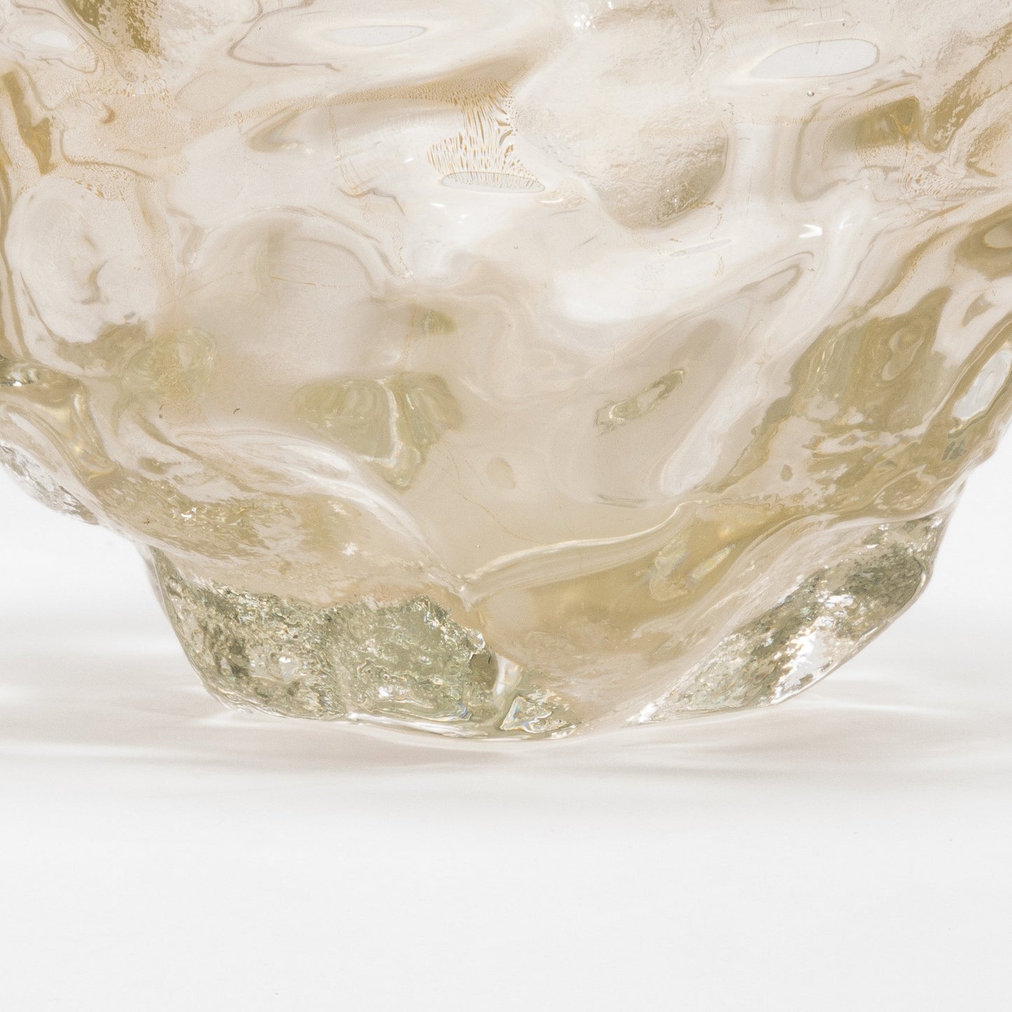 Murano Modern Sculptural Bowl in Clear with 24-karat Gold Flecks