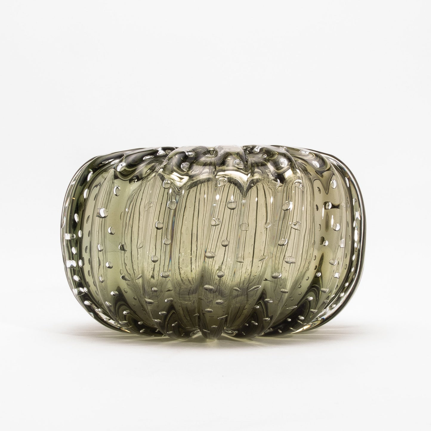 Murano Cactus Vase in Fern Green with Bubbles