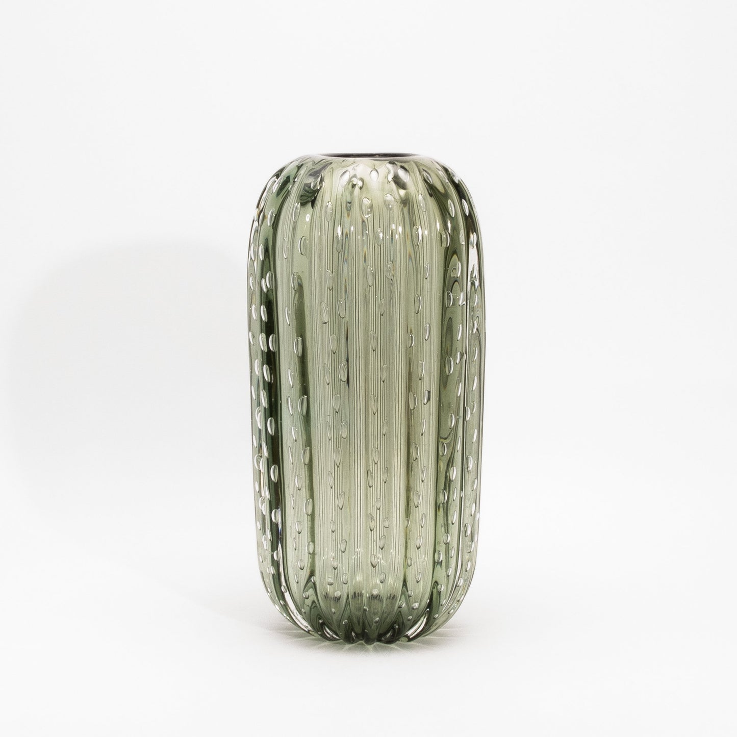 Murano Cactus Vase in Fern Green with Bubbles