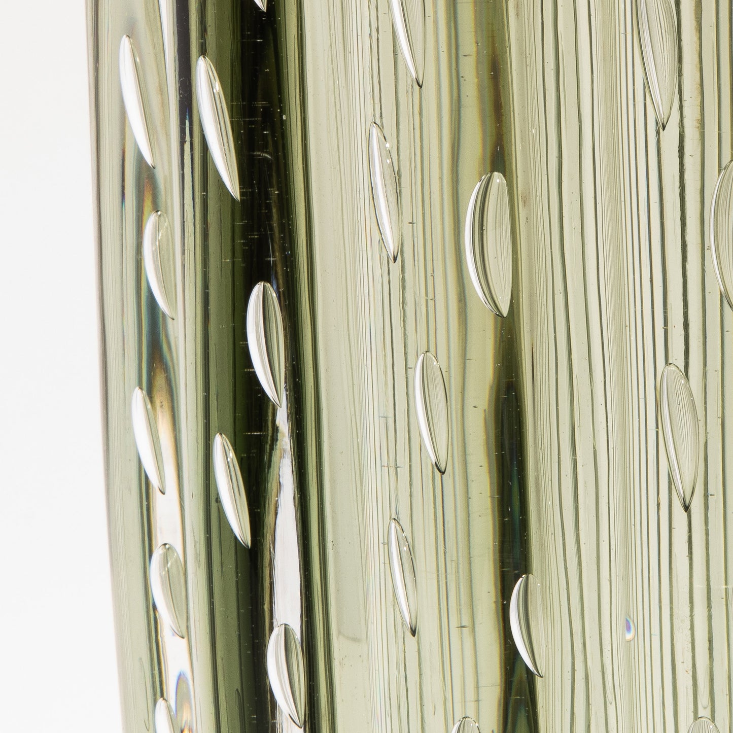 Murano Cactus Vase in Fern Green with Bubbles