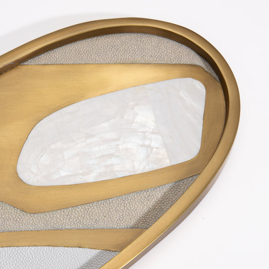 Tray in Cosmos Pattern with Bronze Patina Brass by Kifu Paris
