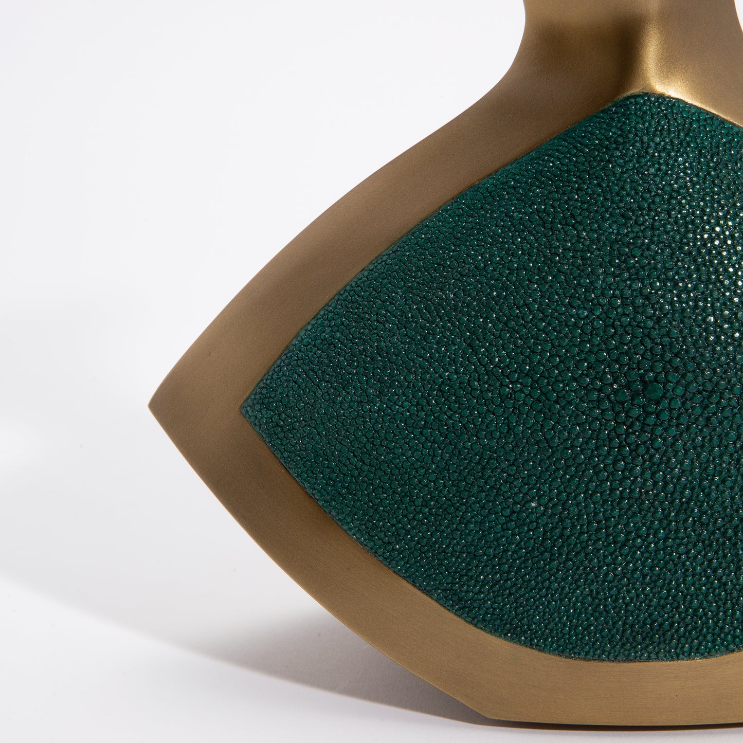 Modern Sculptural Vase in Brass with Emerald Green Shagreen by R&Y Augousti