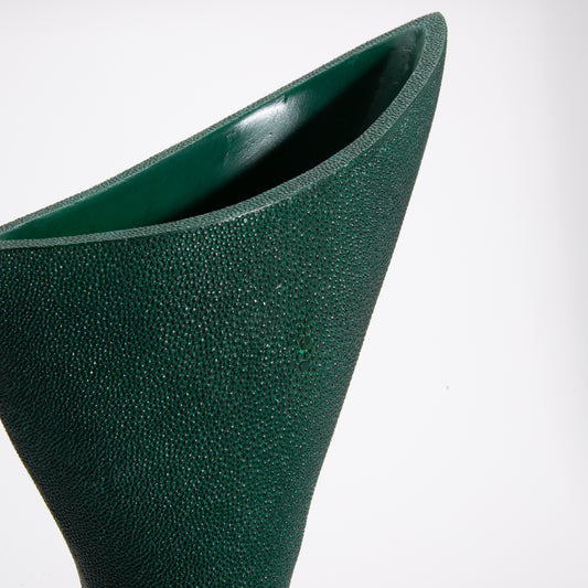 Sculptural Vase in Emerald Green Shagreen by R&Y Augousti