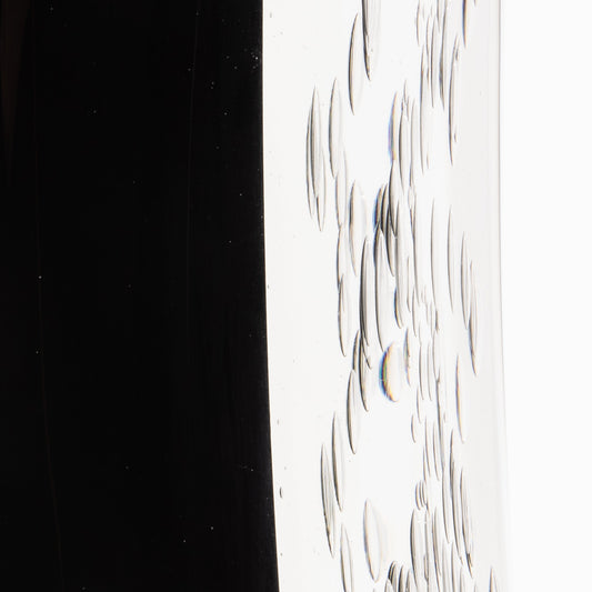 Murano Modern Fluid Vase in Onyx Black with Bubbles