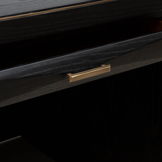 Desk in Black Oak with Brass Details by R&Y Augousti