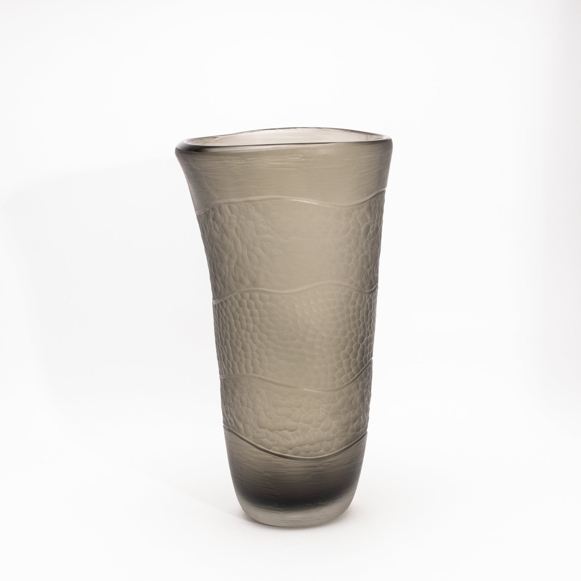 Murano Modern Tall Textural Vase in Smoky Grey