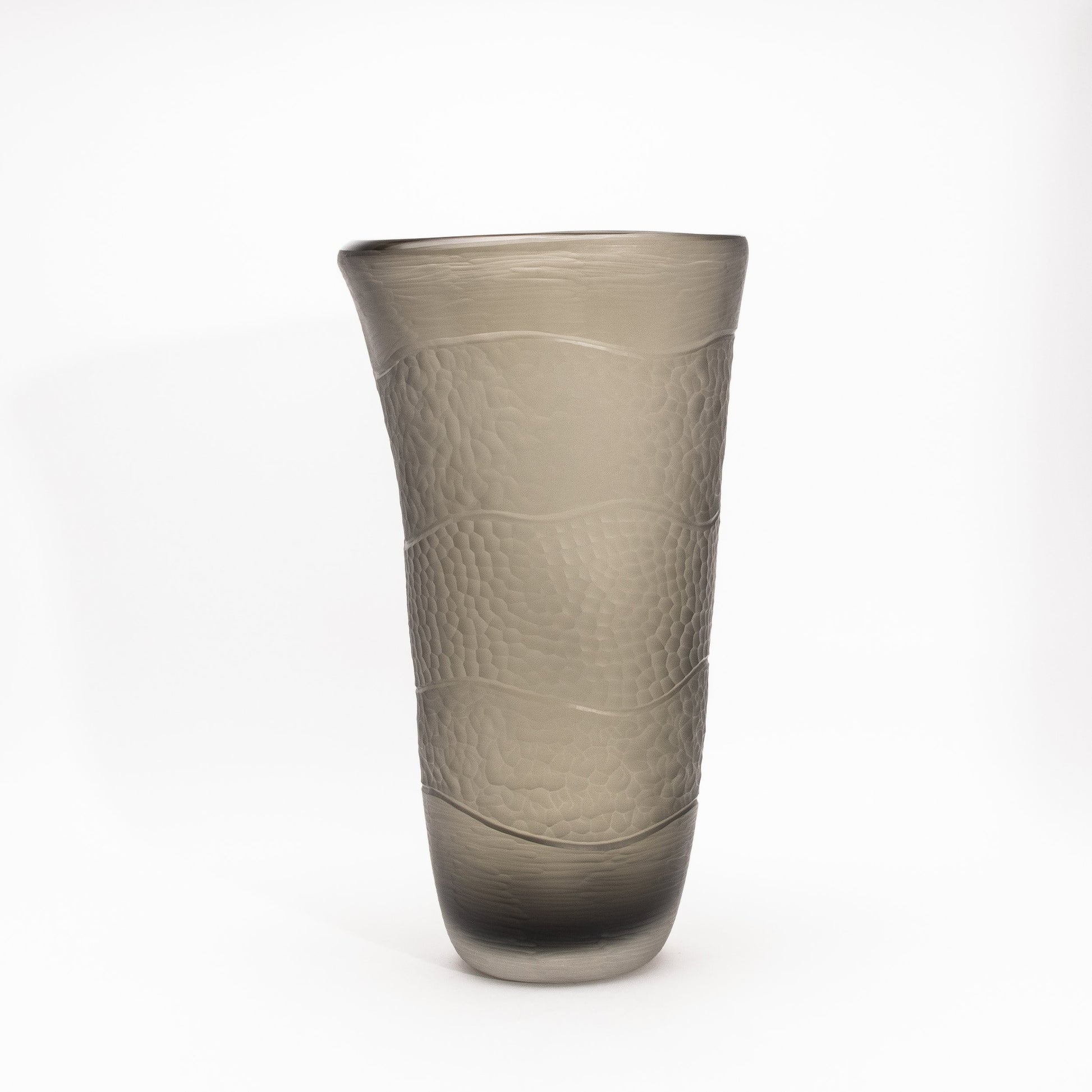 Murano Modern Tall Textural Vase in Smoky Grey