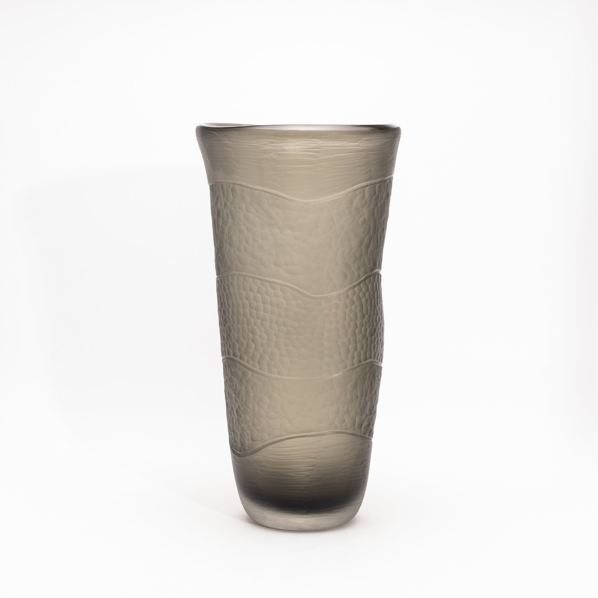 Murano Modern Tall Textural Vase in Smoky Grey