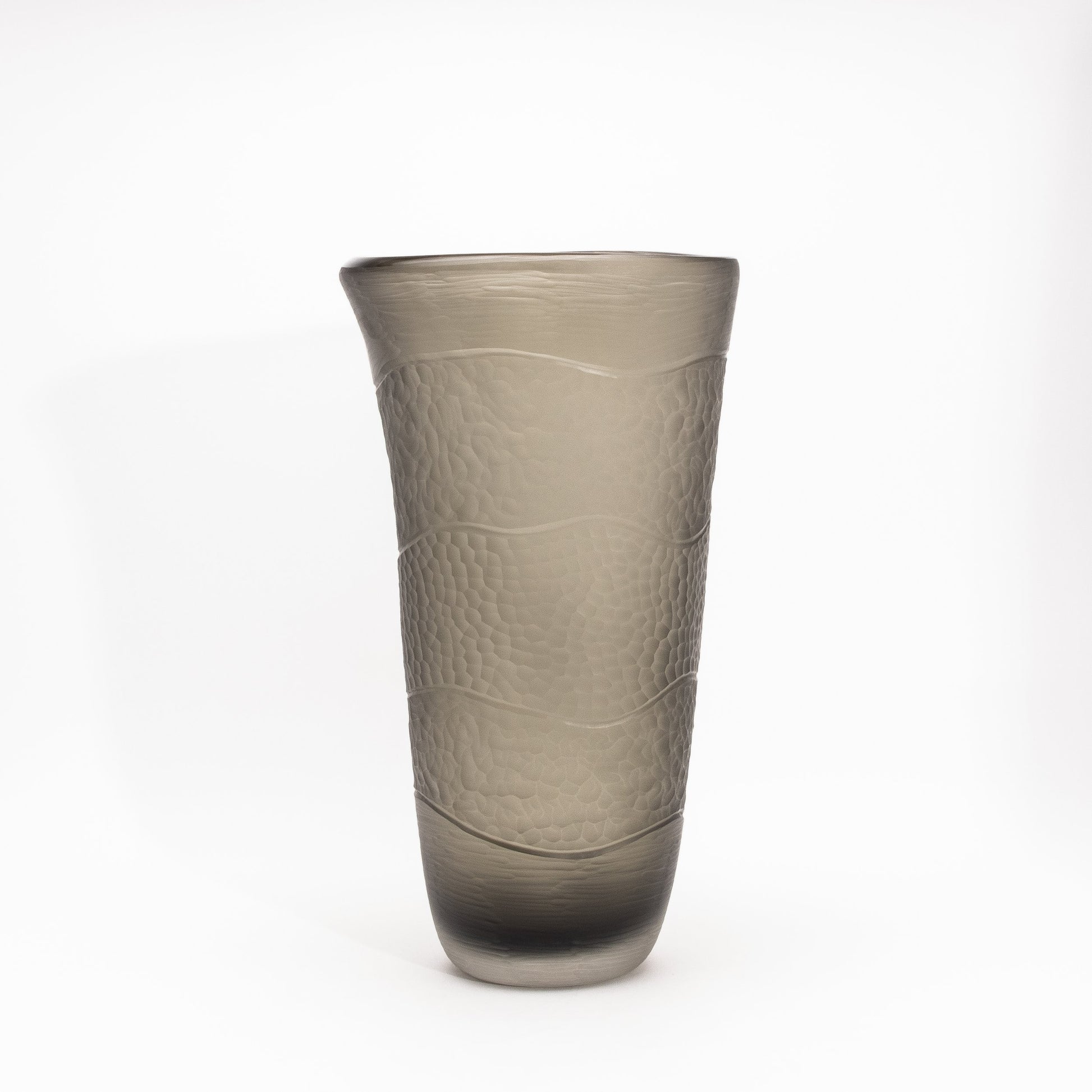 Murano Modern Tall Textural Vase in Smoky Grey