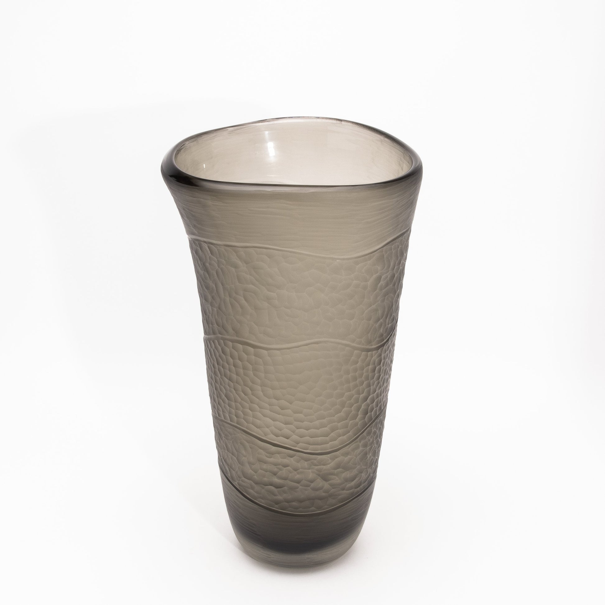 Murano Modern Tall Textural Vase in Smoky Grey