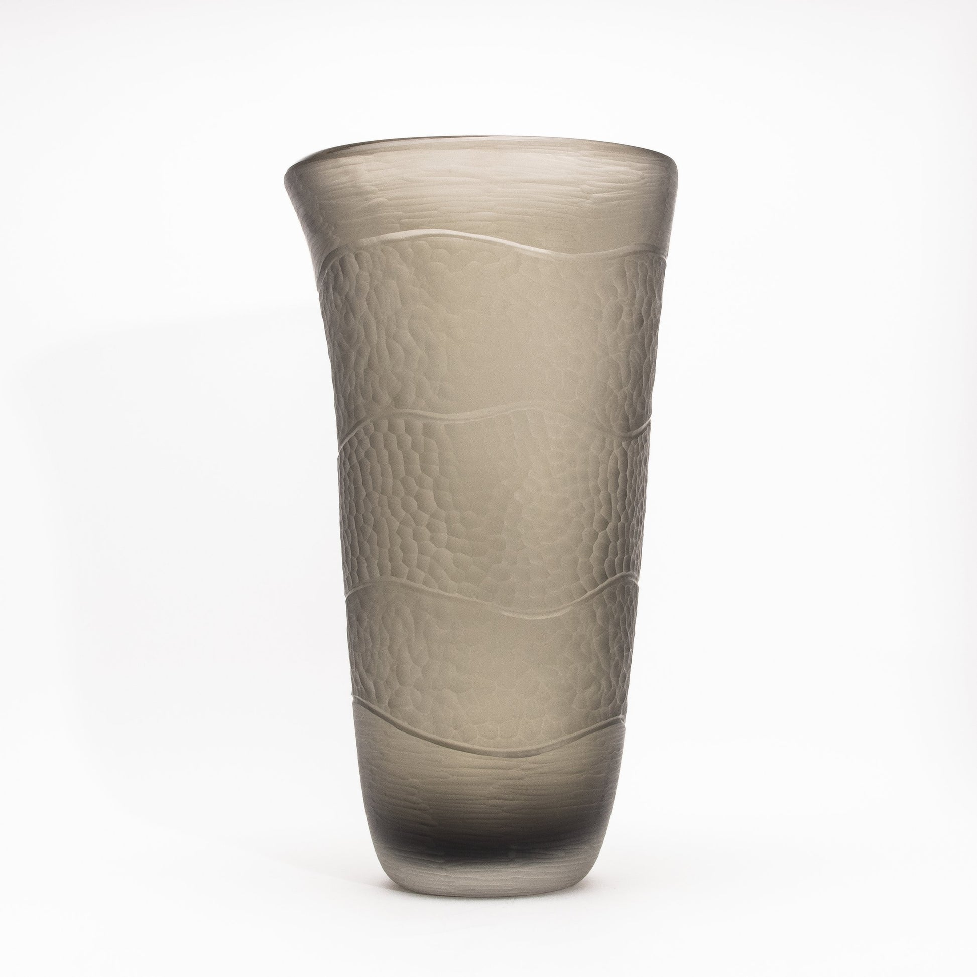 Murano Modern Tall Textural Vase in Smoky Grey