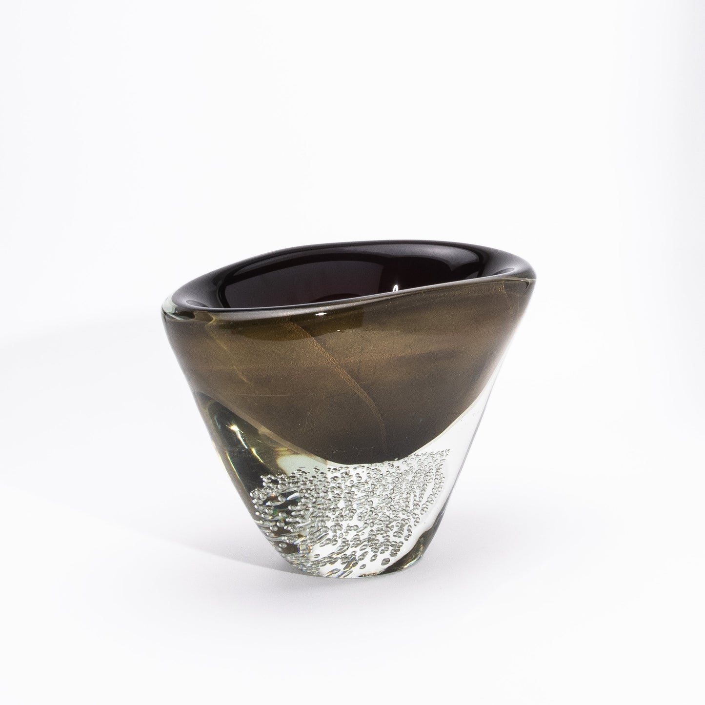 Murano Vase in Black / Clear with 24-karat Gold Flecks and Bubbles