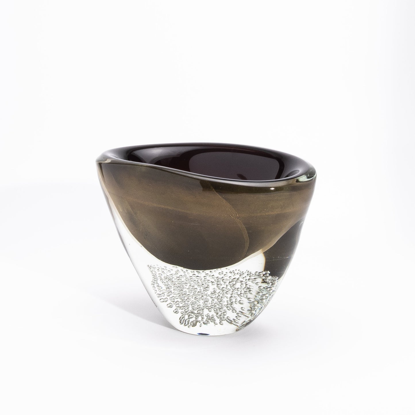 Murano Vase in Black / Clear with 24-karat Gold Flecks and Bubbles