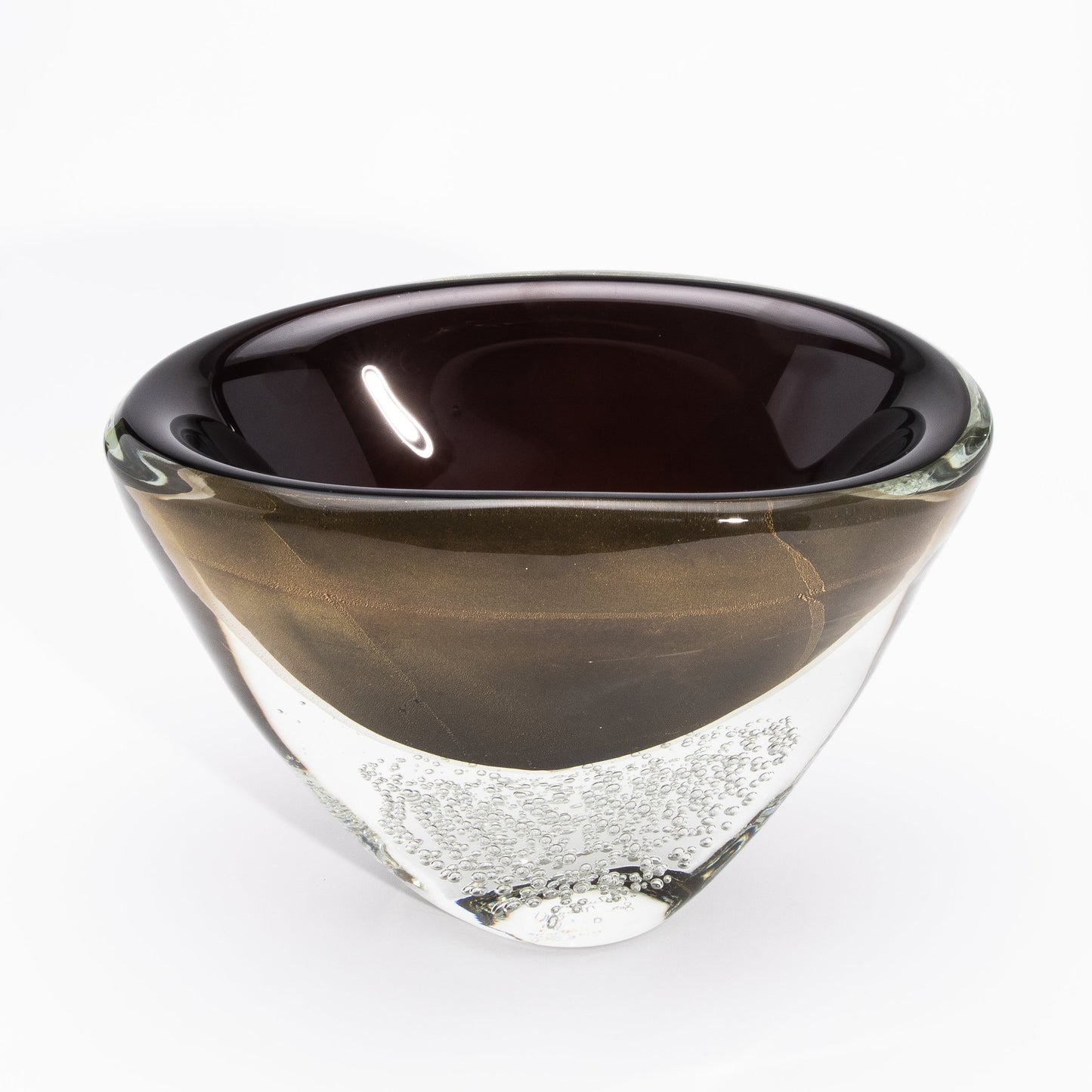 Murano Vase in Black / Clear with 24-karat Gold Flecks and Bubbles