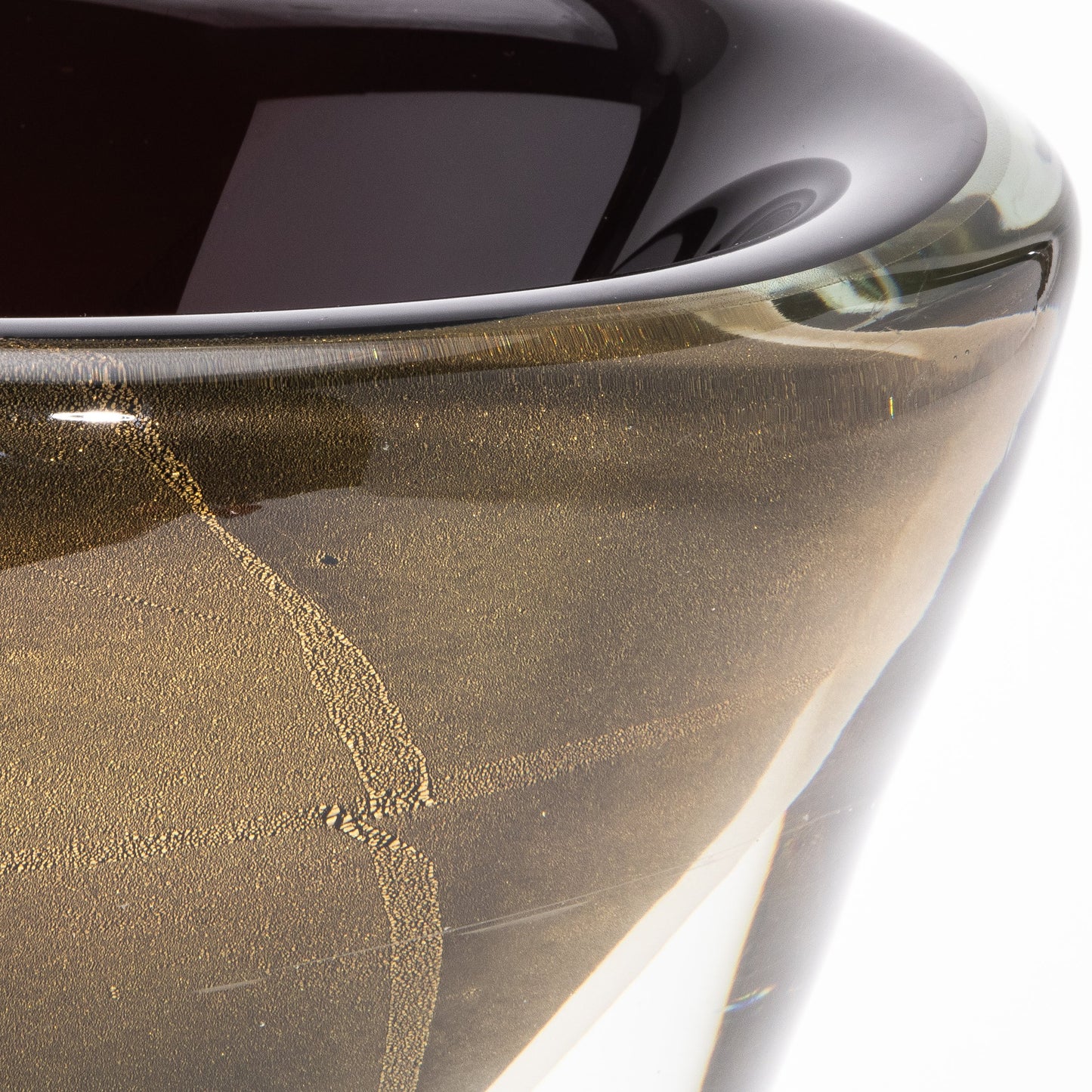 Murano Vase in Black / Clear with 24-karat Gold Flecks and Bubbles