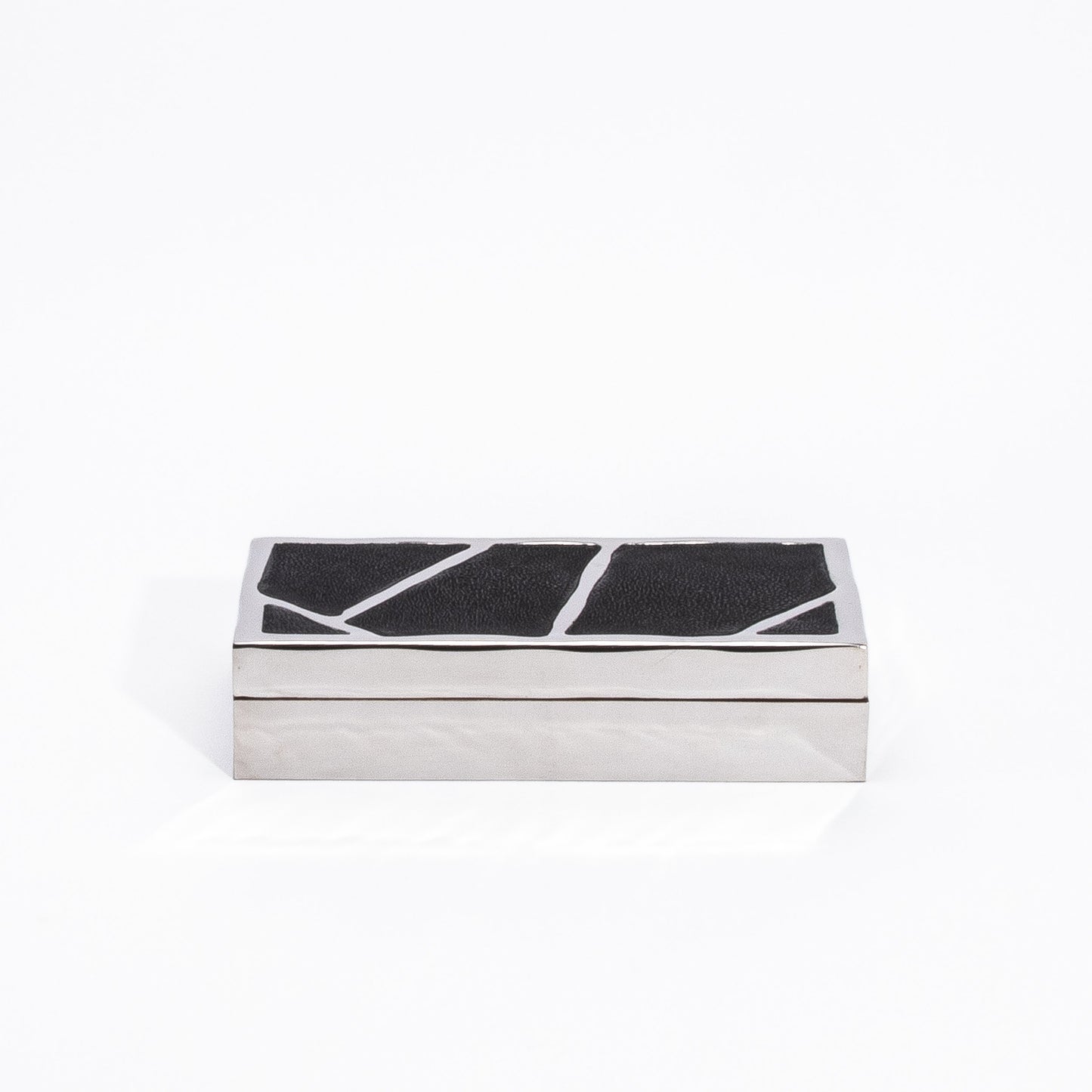 Modern Box in Black Shagreen with Polished Stainless Steel by R&Y Augousti