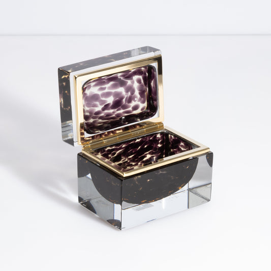 Murano Box with Brass Fittings in Leopard