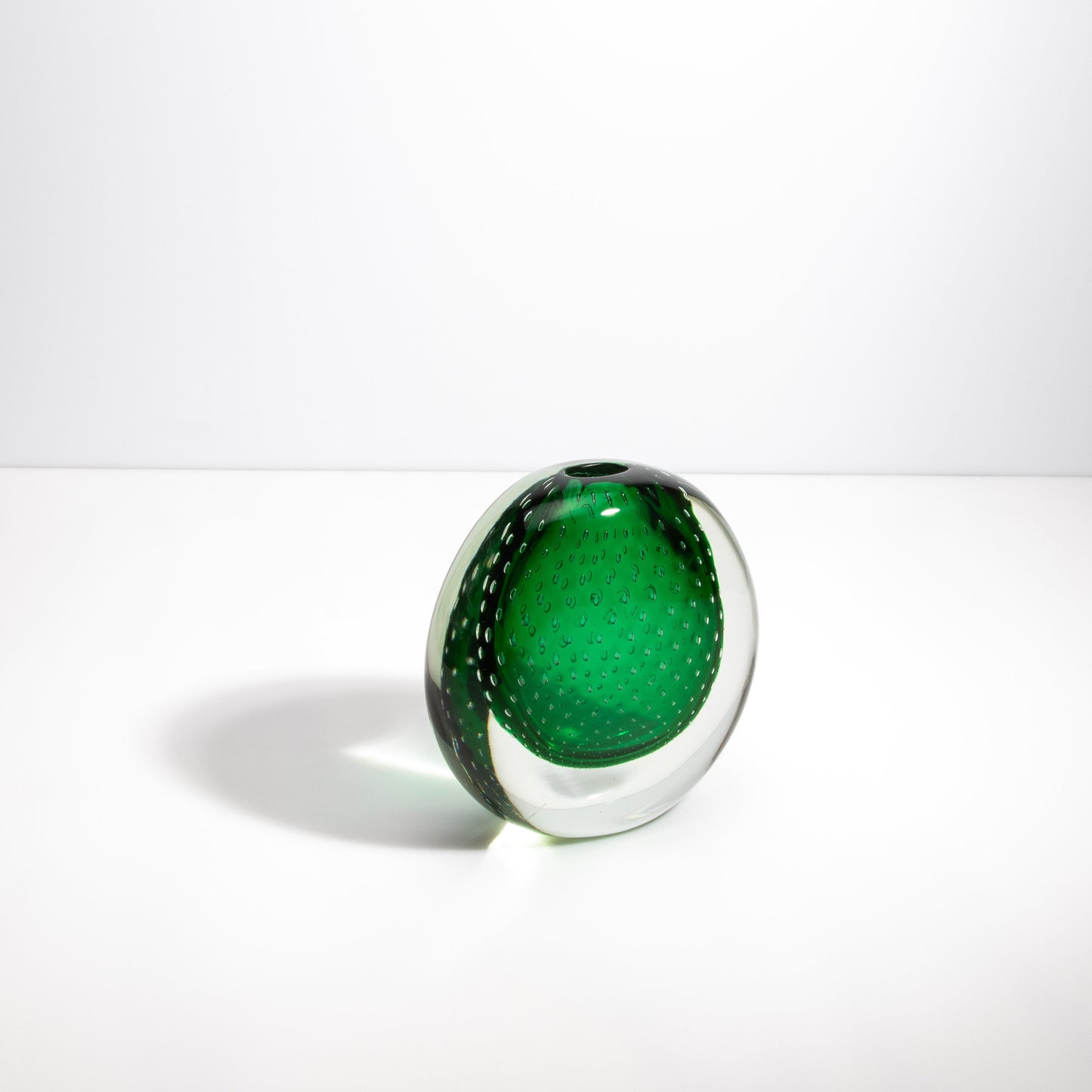 Murano Pois Vase with Bubbles in Emerald Green