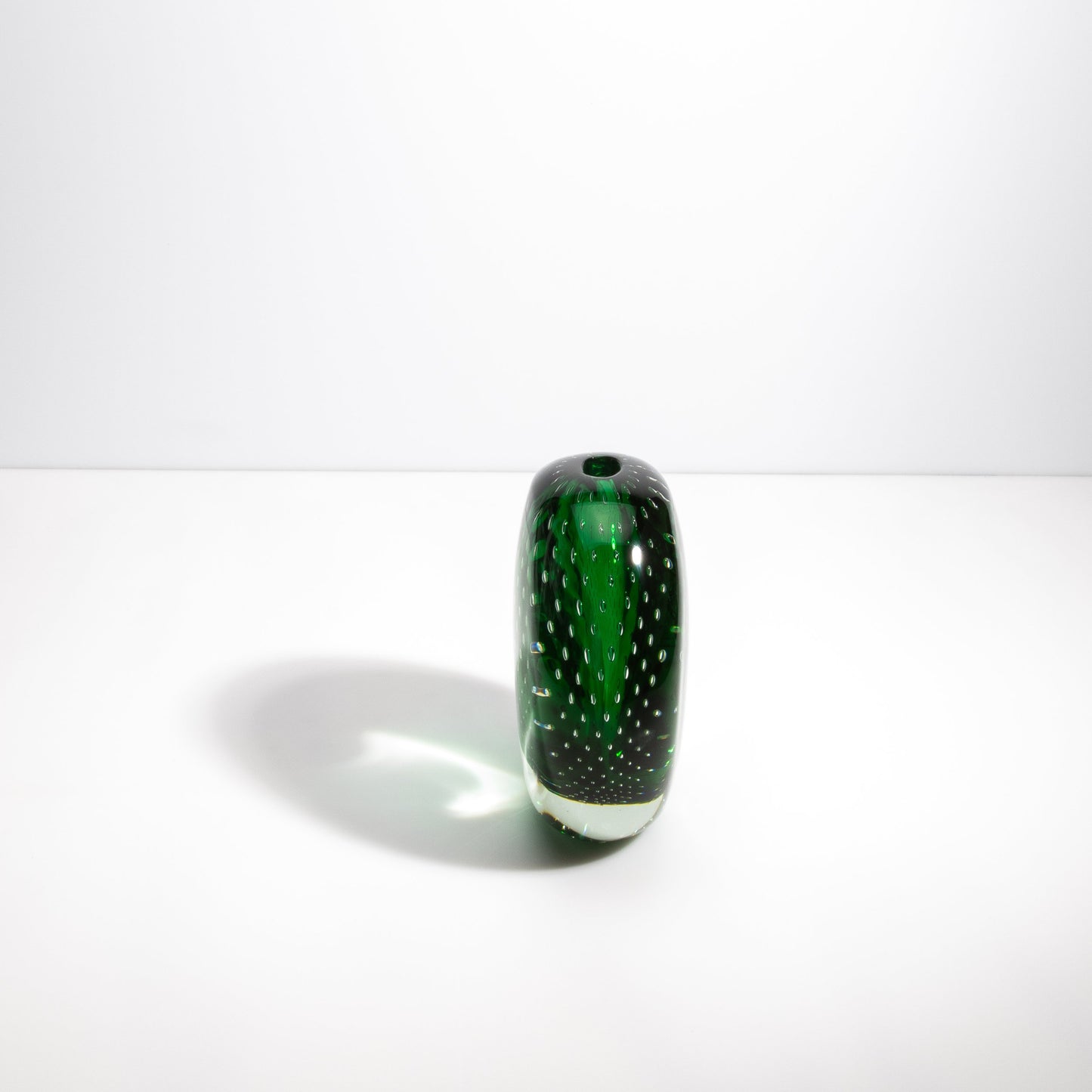 Murano Pois Vase with Bubbles in Emerald Green