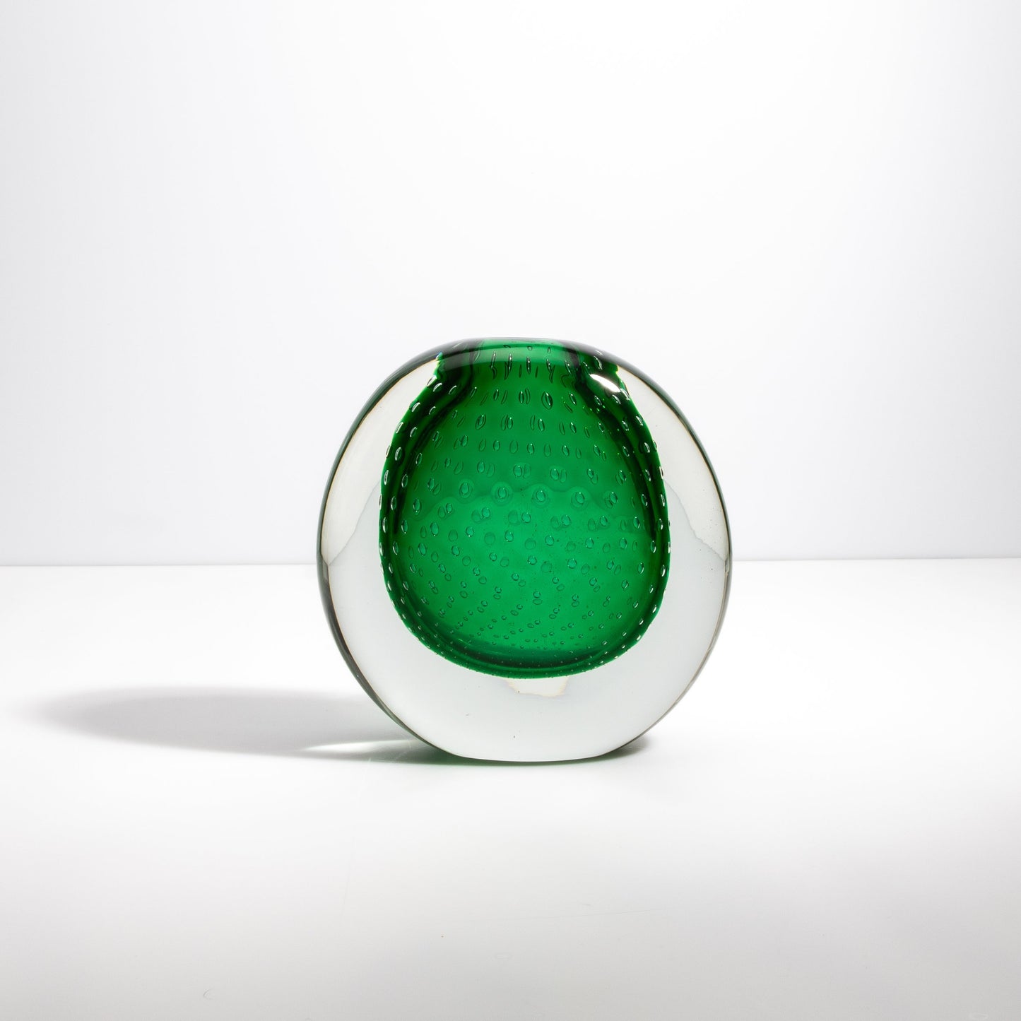 Murano Pois Vase with Bubbles in Emerald Green