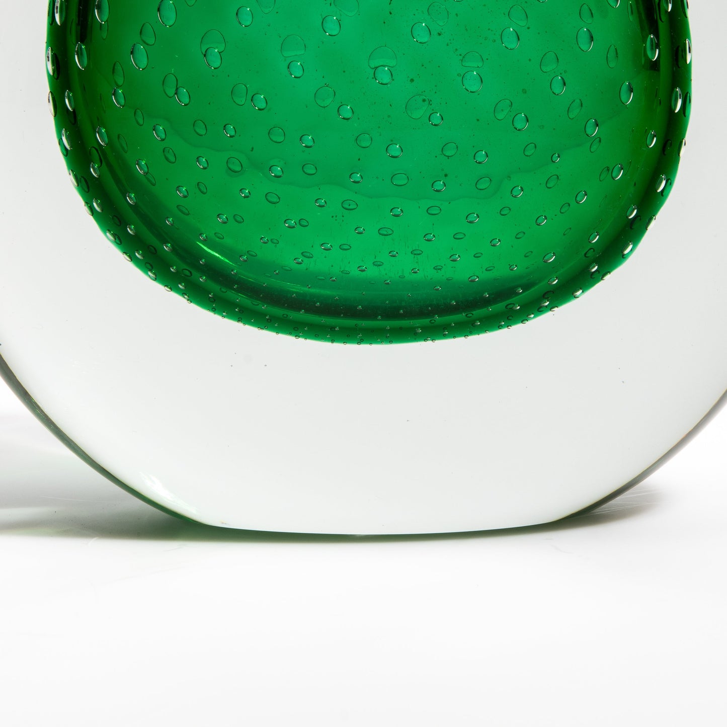 Murano Pois Vase with Bubbles in Emerald Green
