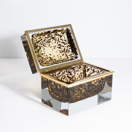 Murano Box with Brass Fittings in Leopard