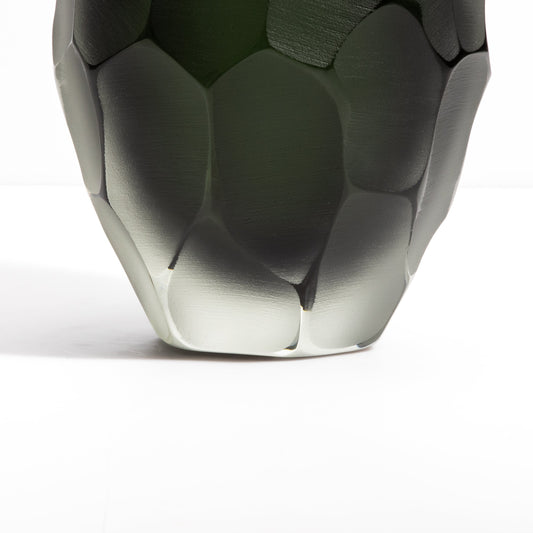 Murano Battuto Vase in Deep Green