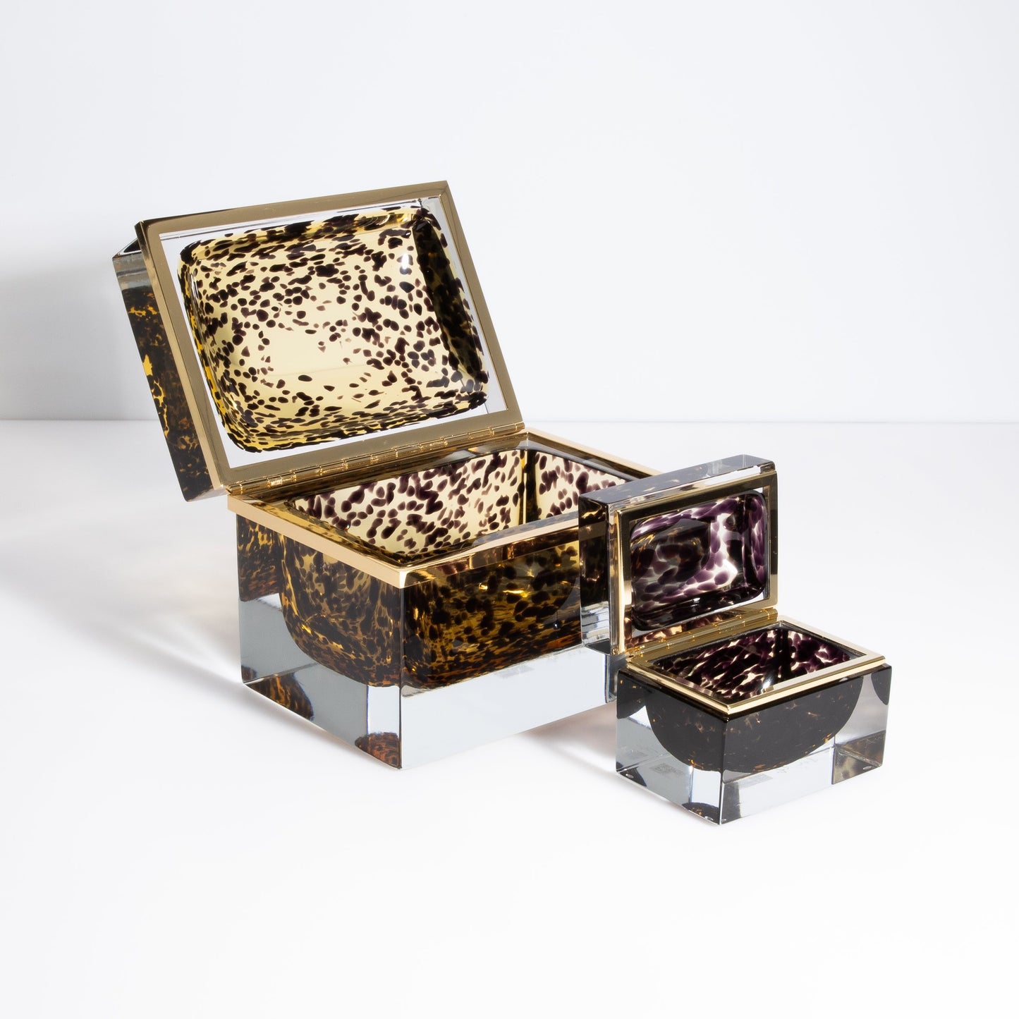 Murano Box with Brass Fittings in Leopard
