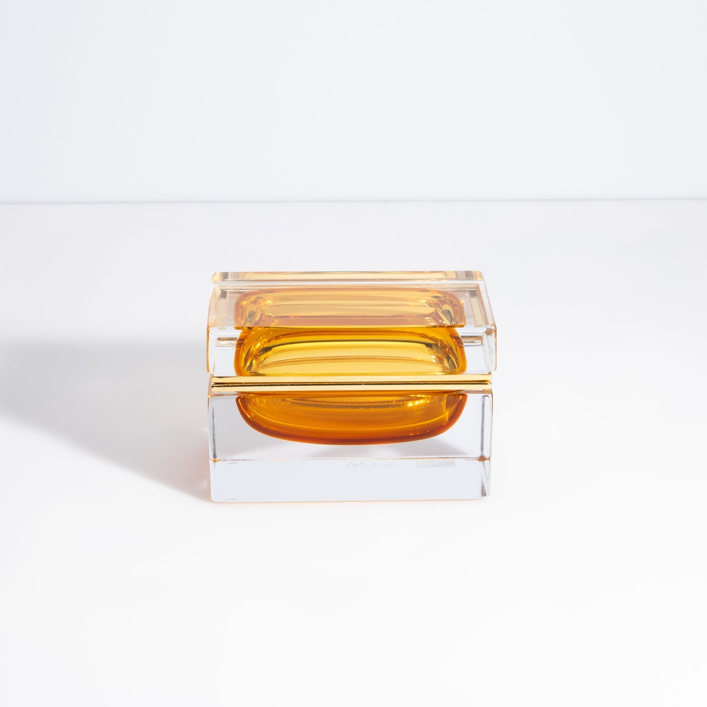 Murano Box with Brass Fittings in Amber