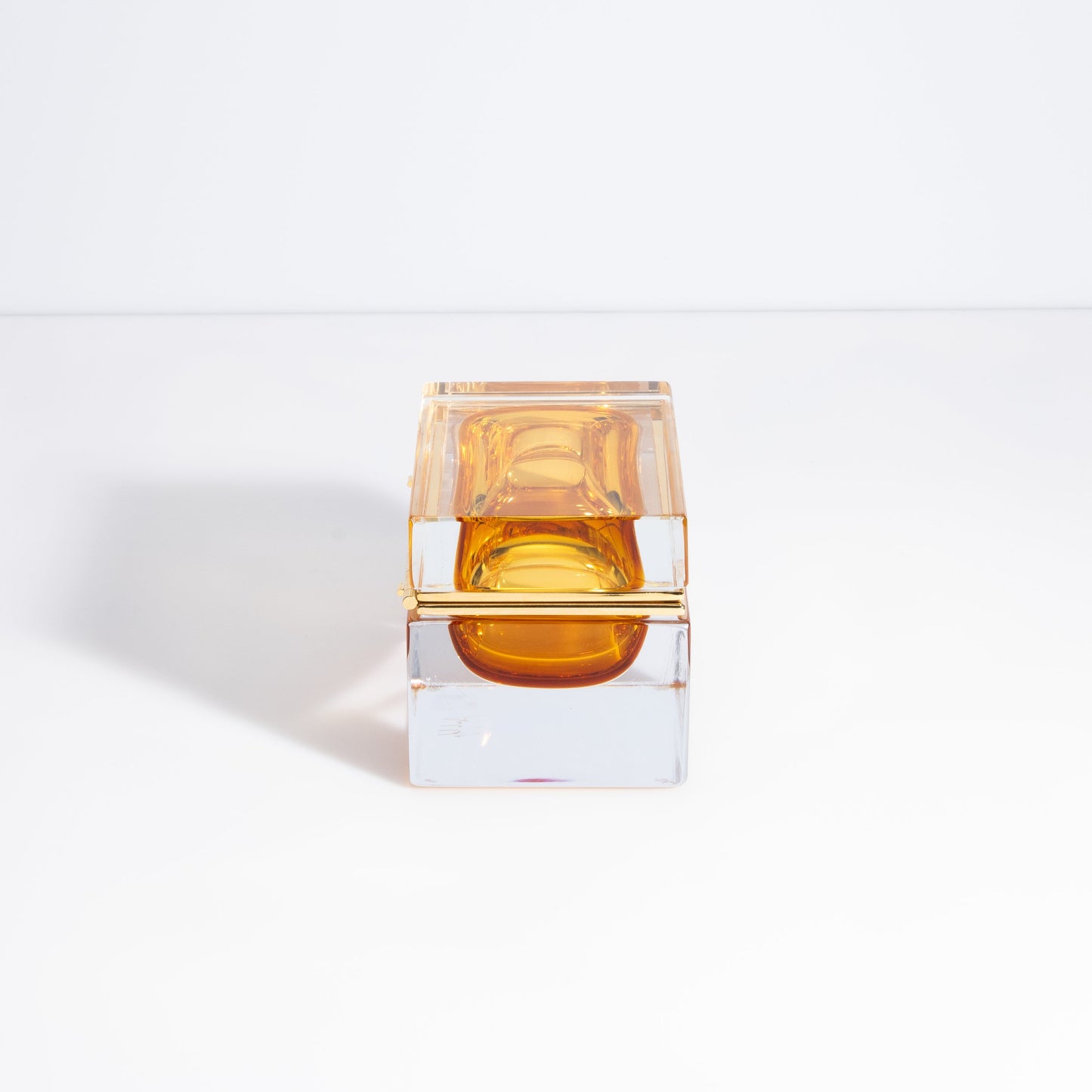 Murano Box with Brass Fittings in Amber