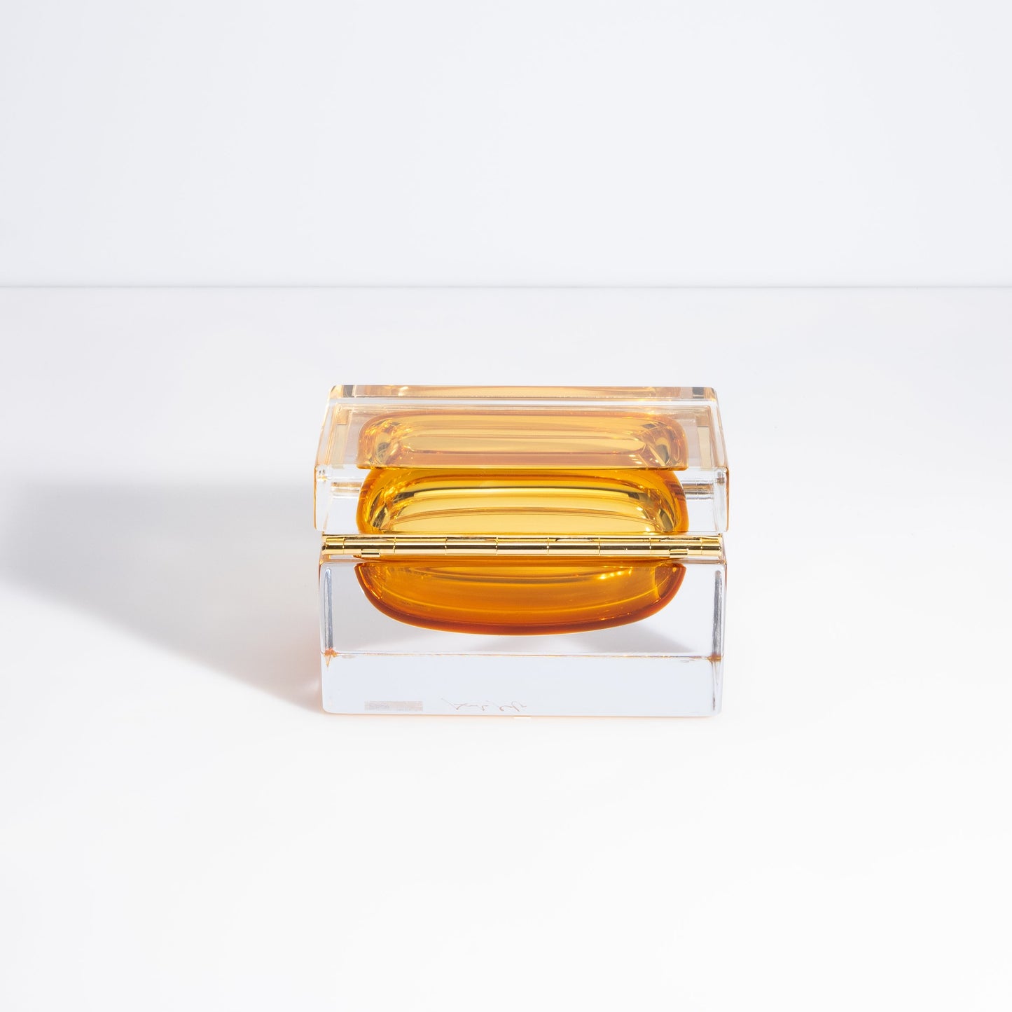 Murano Box with Brass Fittings in Amber