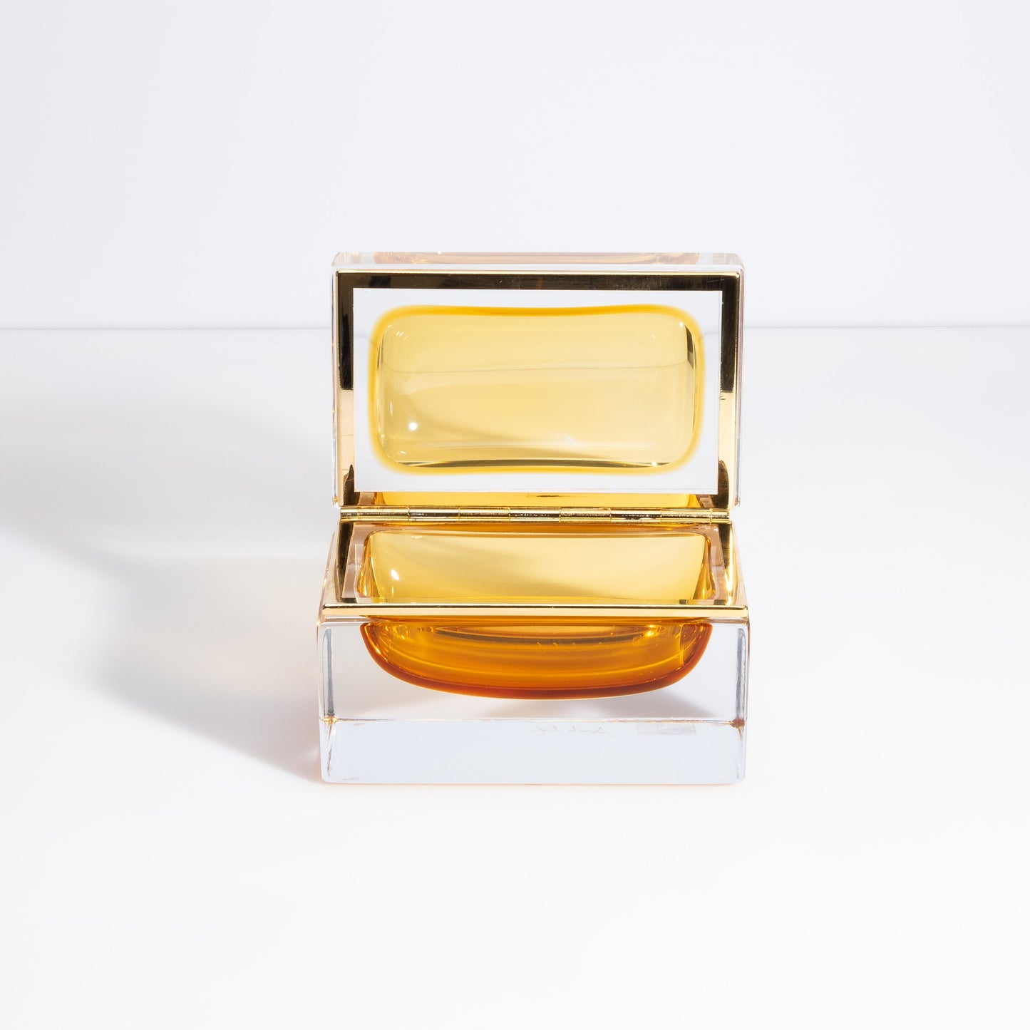 Murano Box with Brass Fittings in Amber