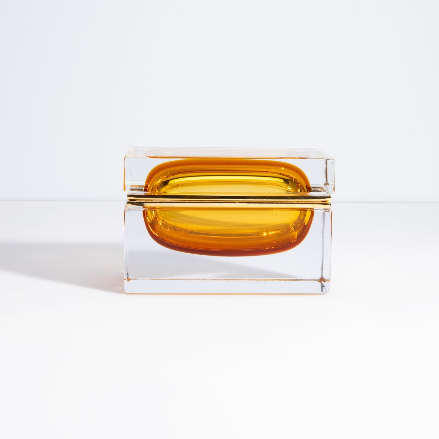 Murano Box with Brass Fittings in Amber