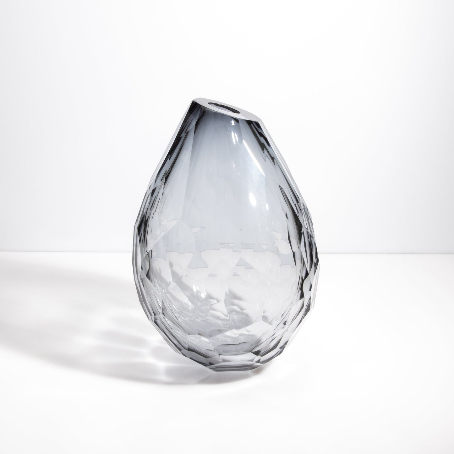Murano Barrel Vase with Side Cut in Grey