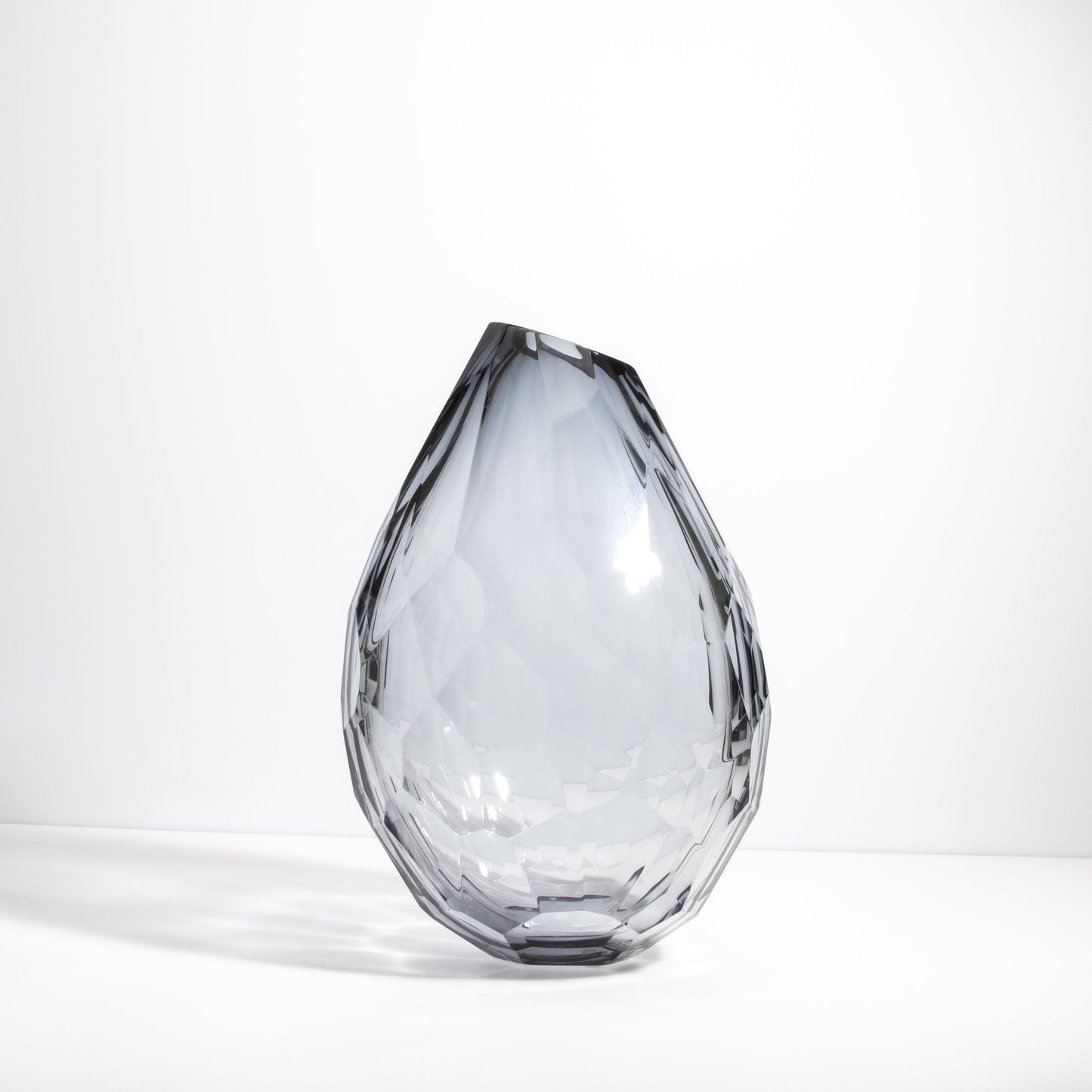 Murano Barrel Vase with Side Cut in Grey