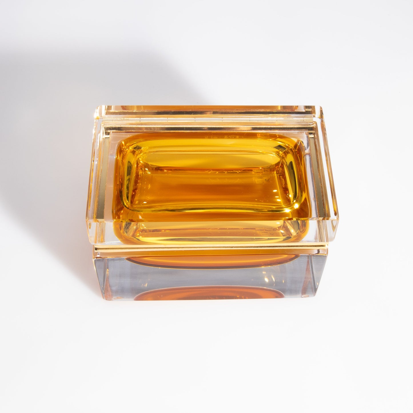 Murano Box with Brass Fittings in Amber