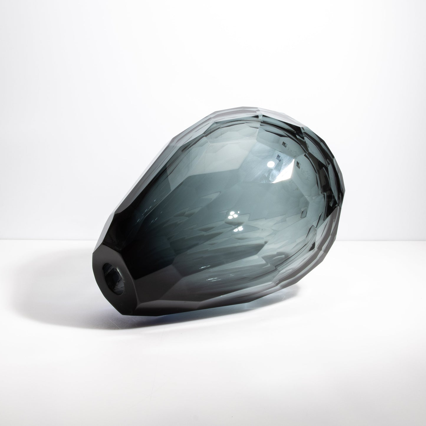 Murano Barrel Vase in Grey Smoke