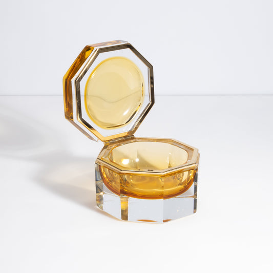 Murano Box with Brass Fittings in Amber