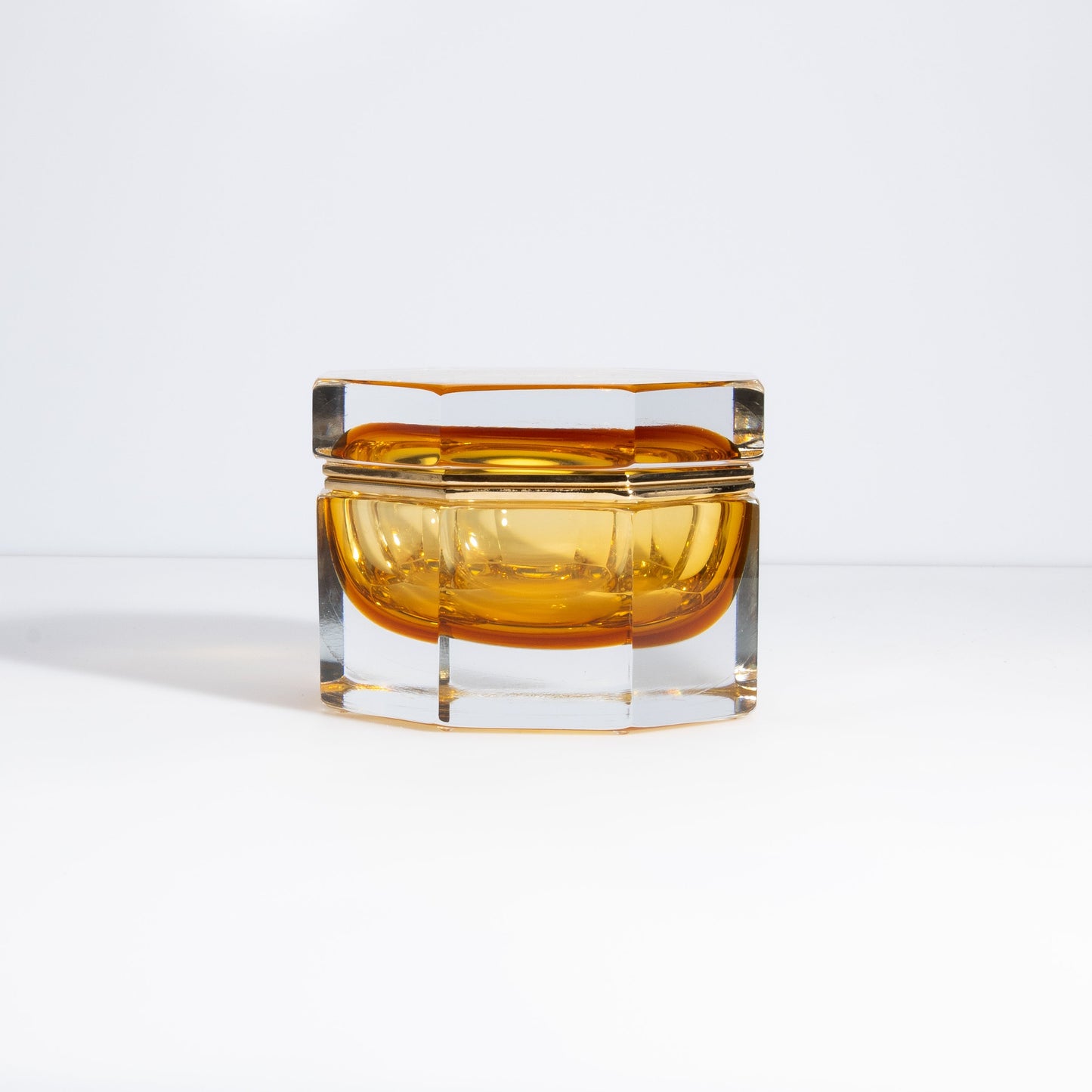 Murano Box with Brass Fittings in Amber