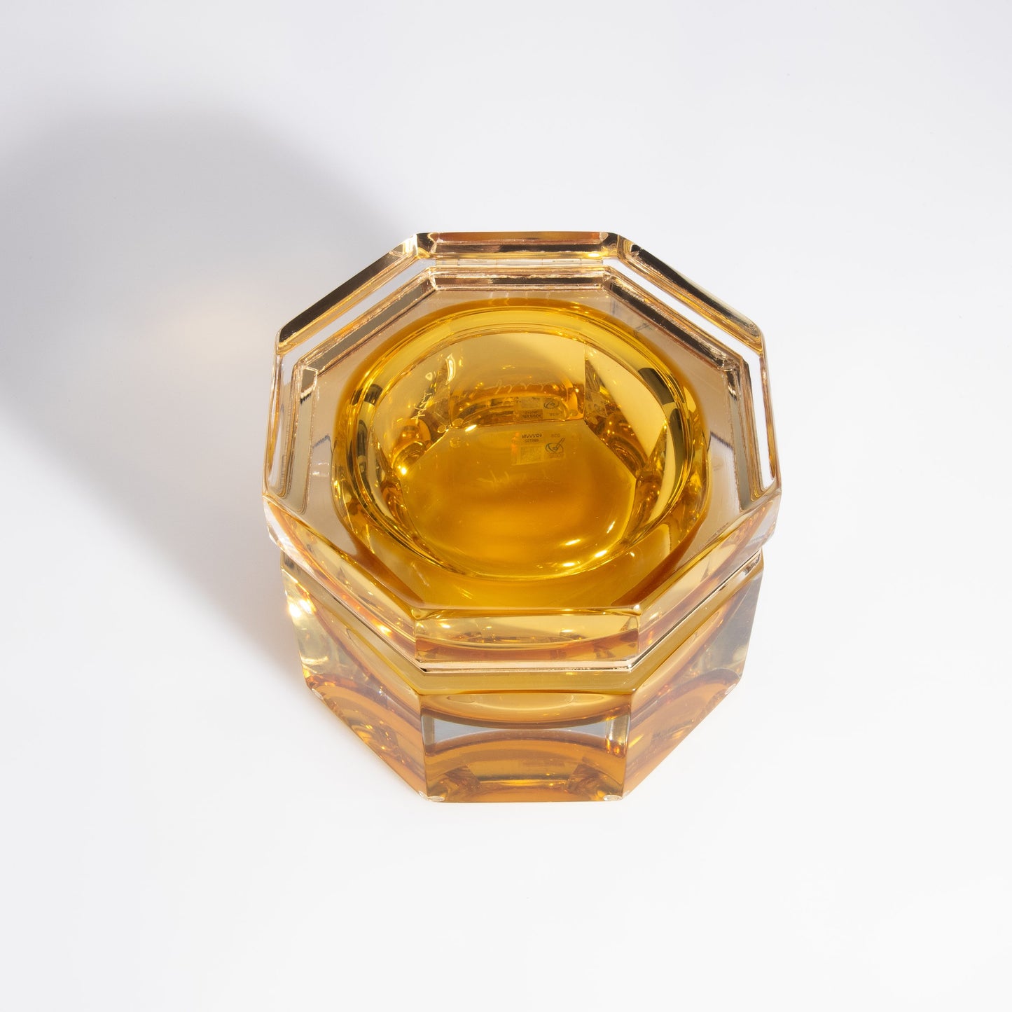 Murano Box with Brass Fittings in Amber