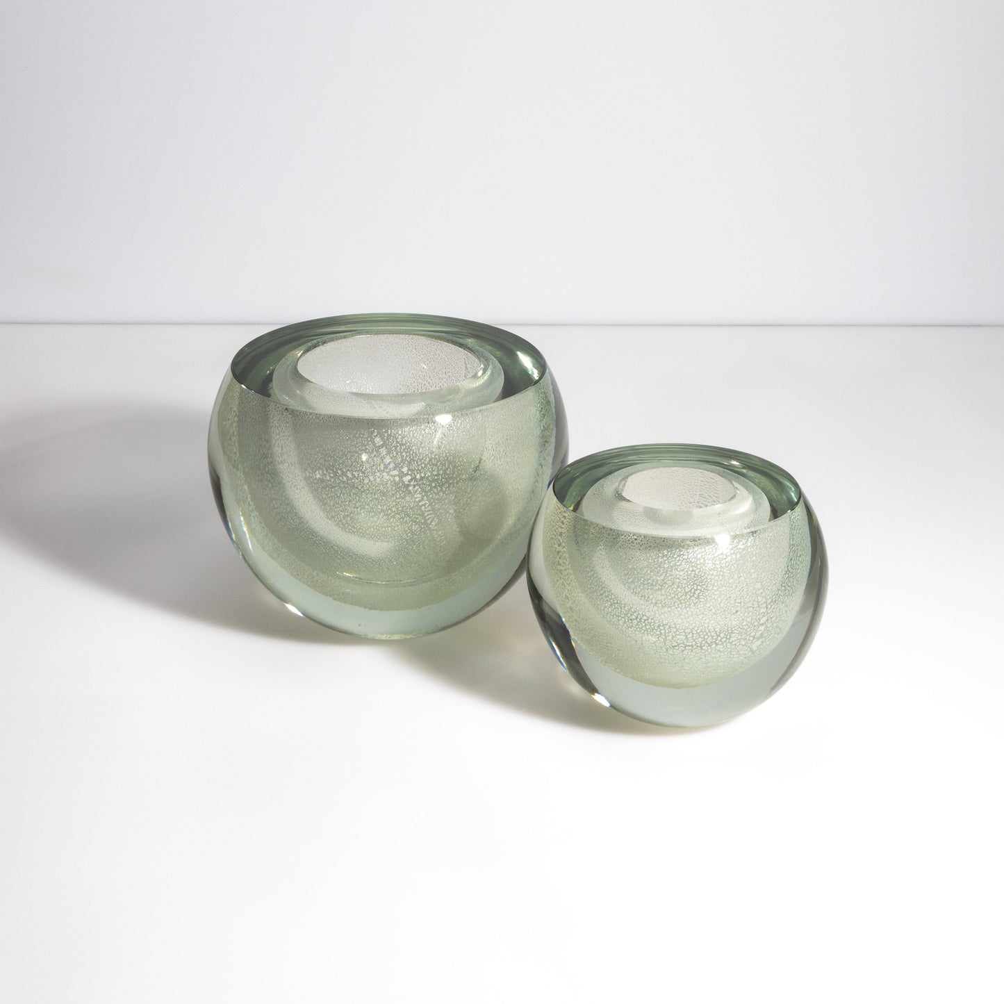 Murano Sphere Vase in Clear with Silver Flecks