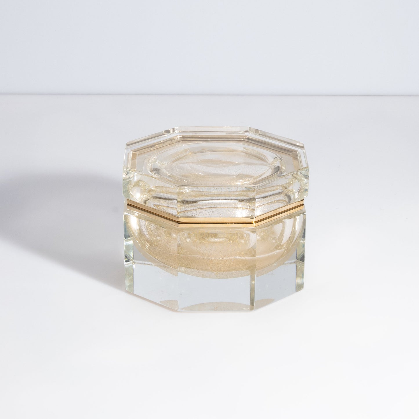 Murano Box Octagonal with Brass Fittings in 24-Karat Gold Flecks