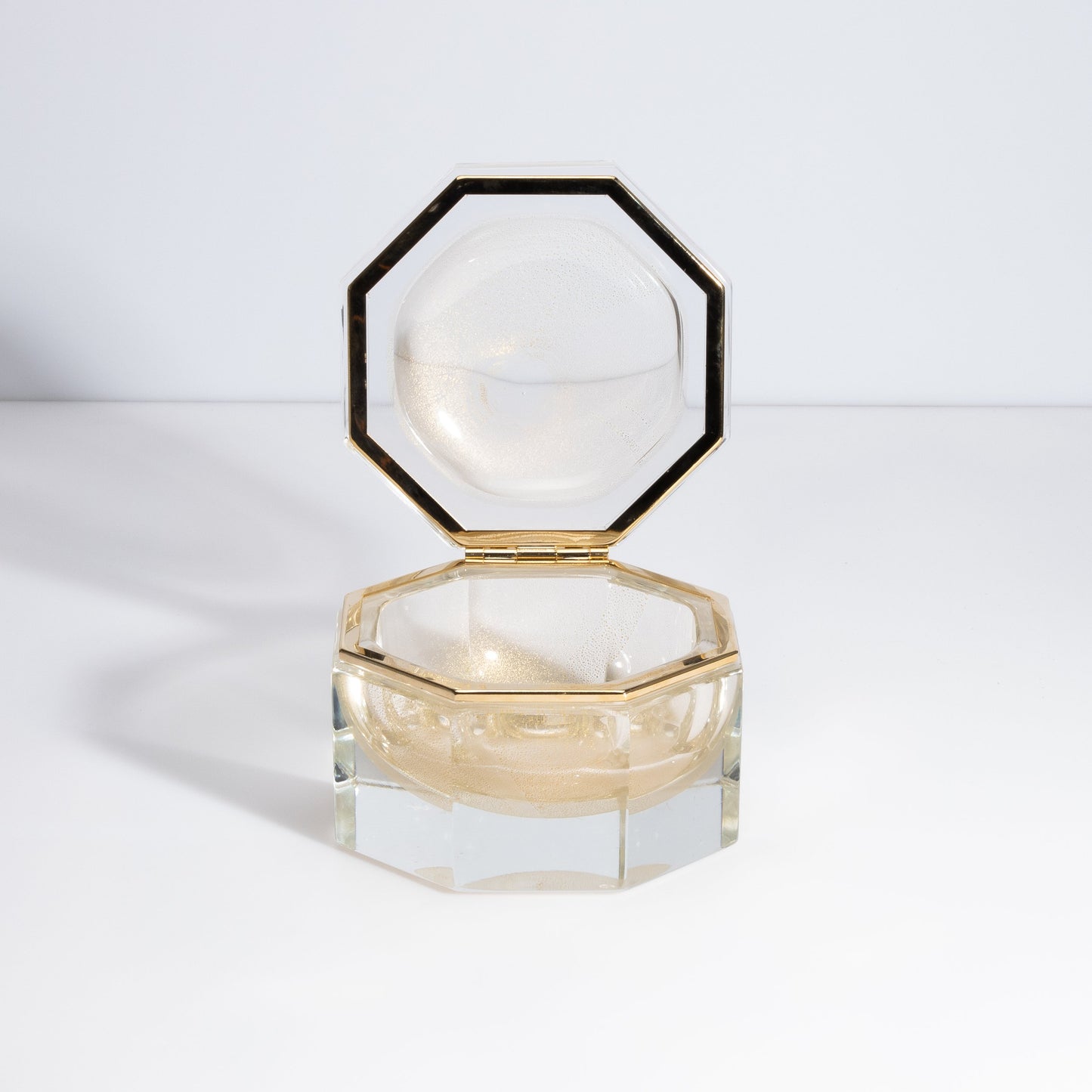 Murano Box Octagonal with Brass Fittings in 24-Karat Gold Flecks