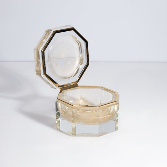 Murano Box Octagonal with Brass Fittings in 24-Karat Gold Flecks