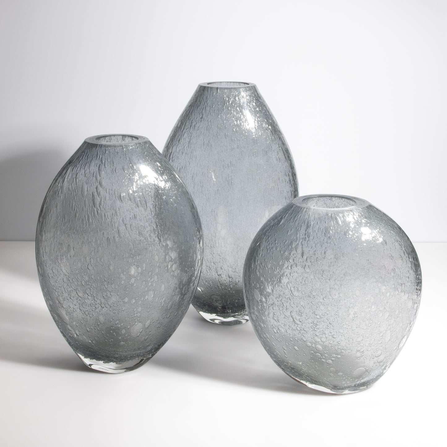 Murano Cloudy Vase with Bubbles in Grey