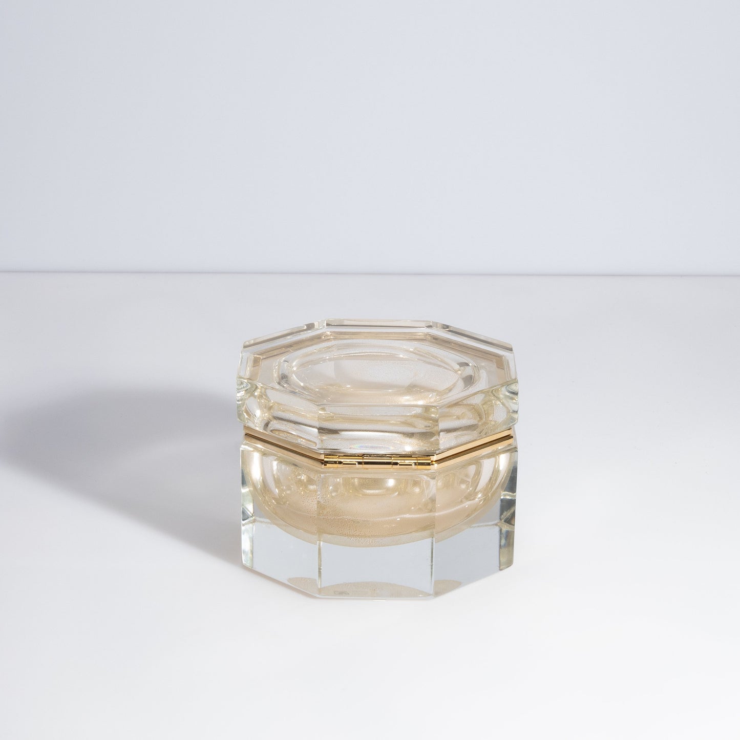 Murano Box Octagonal with Brass Fittings in 24-Karat Gold Flecks
