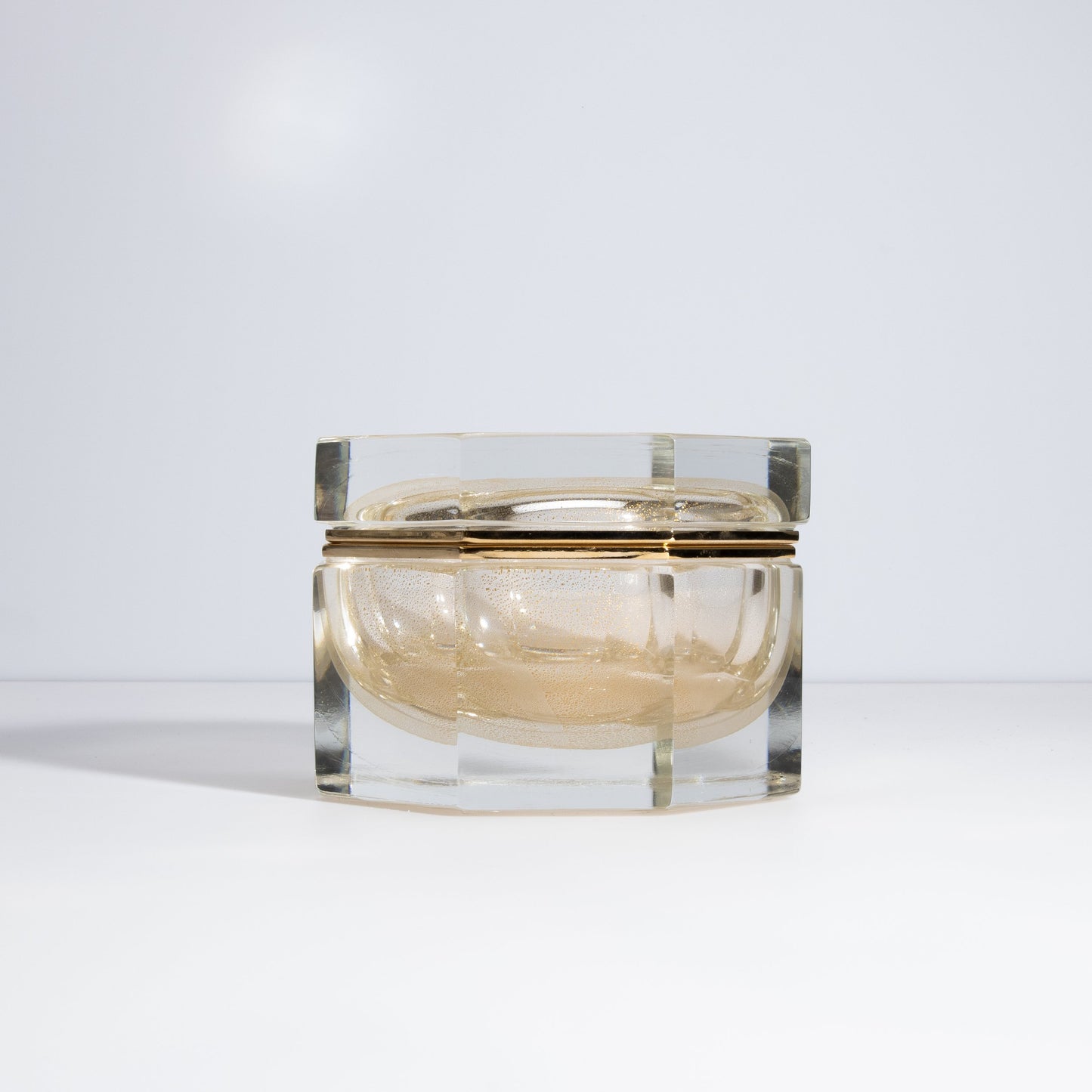 Murano Box Octagonal with Brass Fittings in 24-Karat Gold Flecks